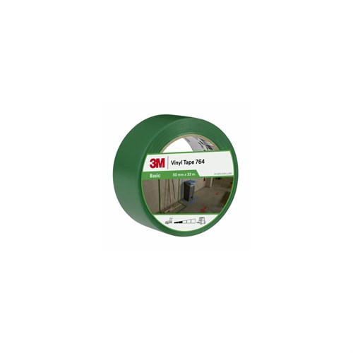 3M General Purpose Vinyl Tape 764, Green, 50 mm x 33 m, 0.13 mm, Individually Wrapped Conveniently Packaged