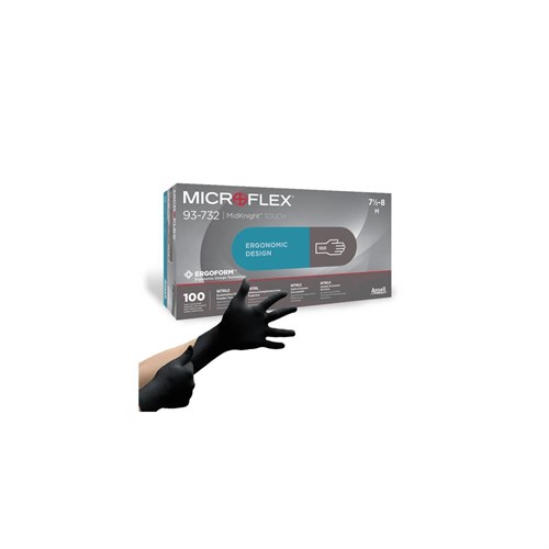 Ansell Microflex Black Nitrile Large Gloves Pack of 100