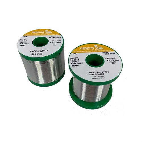 Indium 0.5mm Lead Free Solder Wire +227°C, Sn99.3 Cu0.7, CW-807