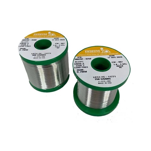 Indium 0.7mm Lead Free Solder Wire +227°C, Sn99.3 Cu0.7, CW-807