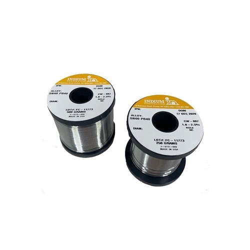 Indium 1.2mm Lead Solder Wire +183°C, Sn60 Pb40, CW807